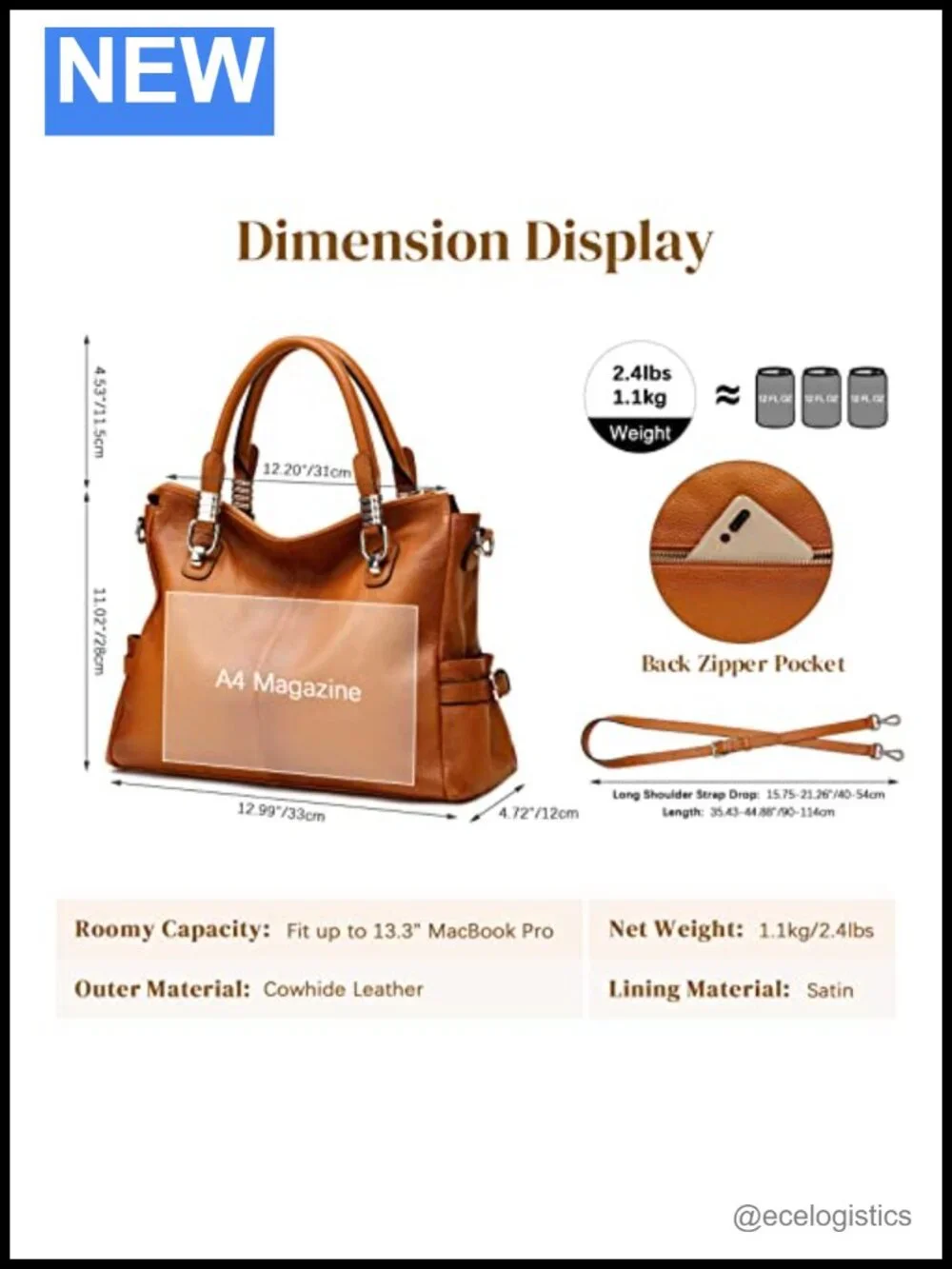Genuine Leather Satchel Handbag Tote Crossbody Shoulder Bag